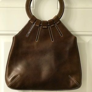 COUTURE DONALD PLINER BROWN ITALIAN LEATHER TOTE